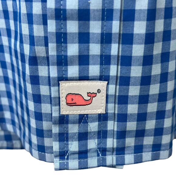 Vineyard Vines Mens Cotton Blue Check Long Sleeve Classic Fit Murray Shirt Large - Picture 4 of 5
